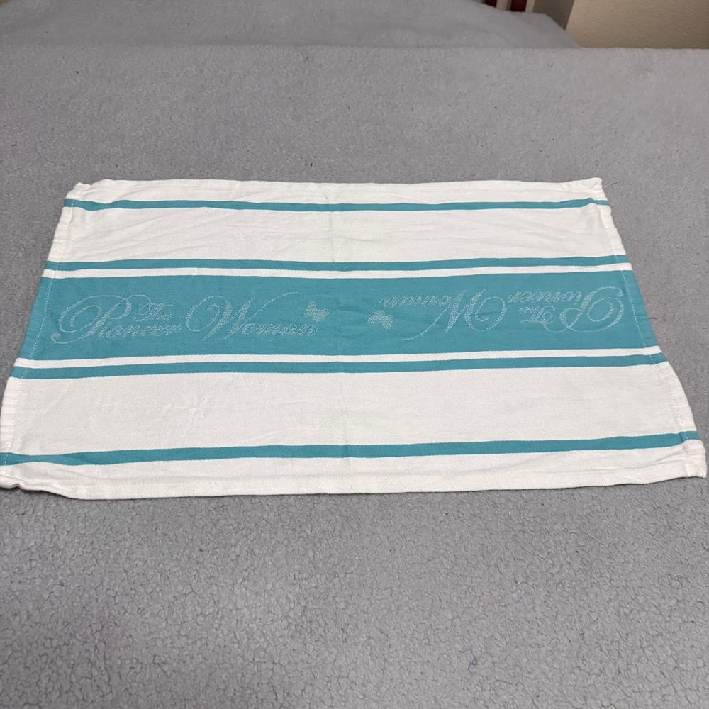 The‎ Pioneer Woman Kitchen Towel Striped Cotton Dish Cloth Teal White Home Decor